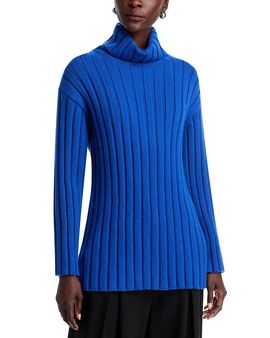 Lafayette 148 New York Lafayette 148 New York Wide Rib Wool & Cashmere Turtleneck Sweater