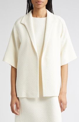 Lafayette 148 New York Lafayette 148 New York Wing Collar Short Sleeve Bouclé Jacket