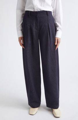 Lafayette 148 New York Lafayette 148 New York Wyatt Pleated Cotton & Linen Barrel Leg Pants