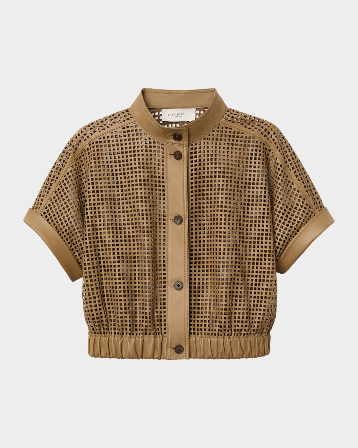 Lafayette 148 New York Laser Cutout Leather Jacket