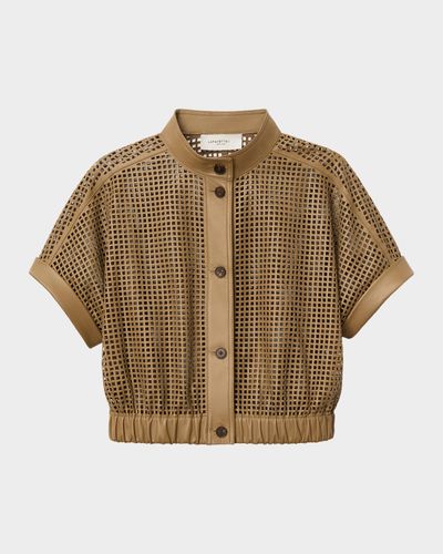 Lafayette 148 New York Laser Cutout Leather Jacket