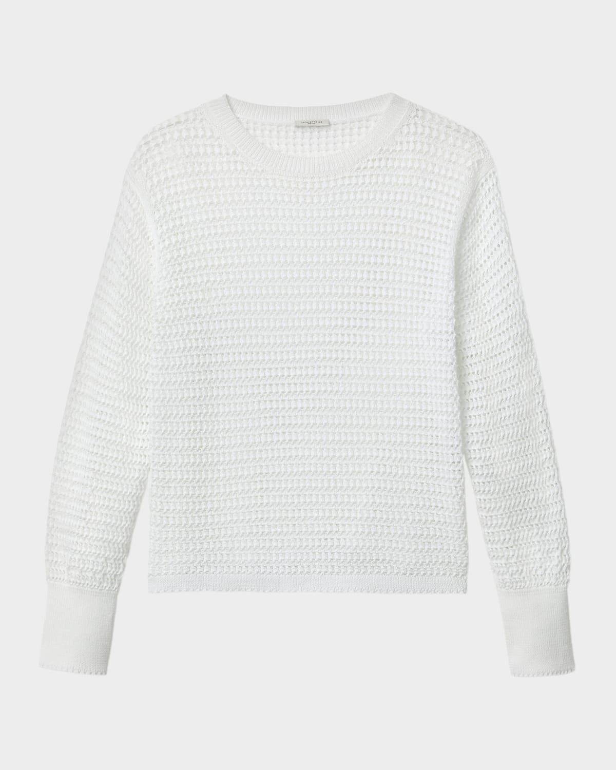 Lafayette 148 New York Open-Stitch Cotton Knit Sweater