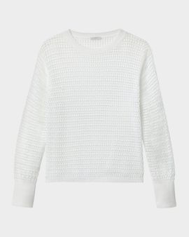Lafayette 148 New York Open-Stitch Cotton Knit Sweater