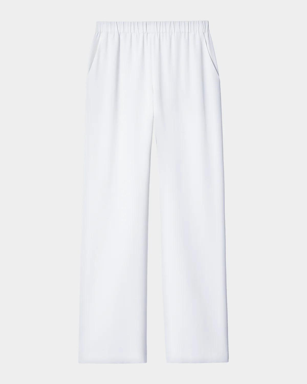 Lafayette 148 New York Organic Silk Crepe Straight-Leg Pull-On Pants