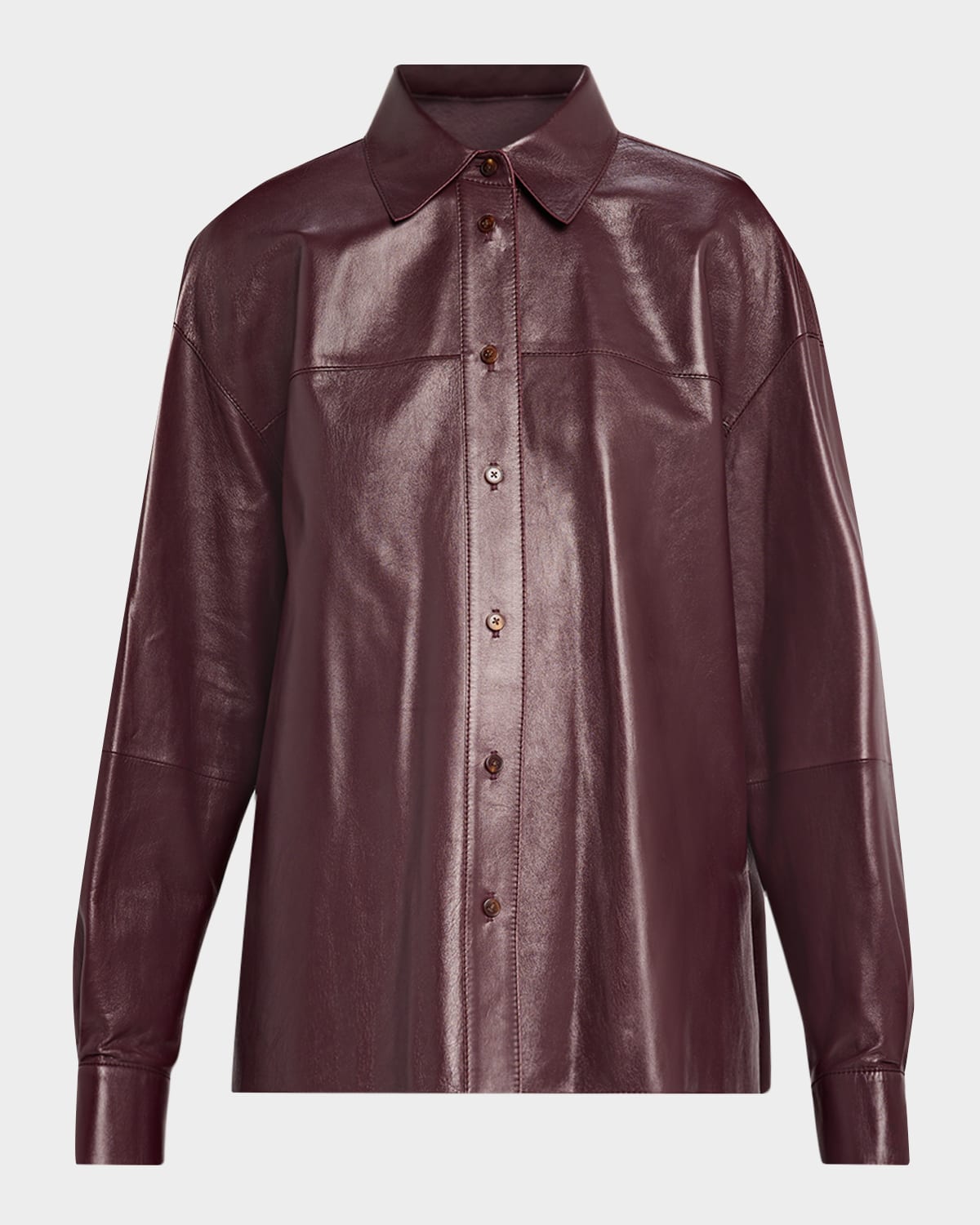 Lafayette 148 New York Oversized Cropped Nappa Leather Shirt
