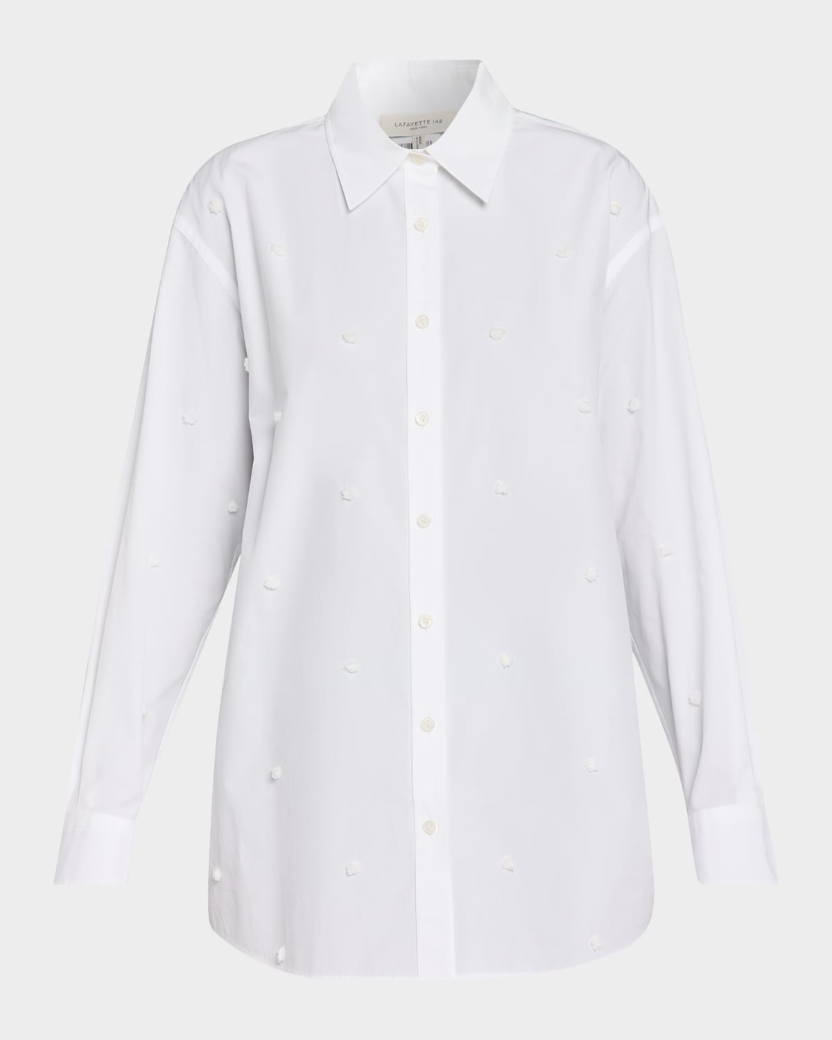Lafayette 148 New York Oversized Embroidered Polka Dot Poplin Shirt