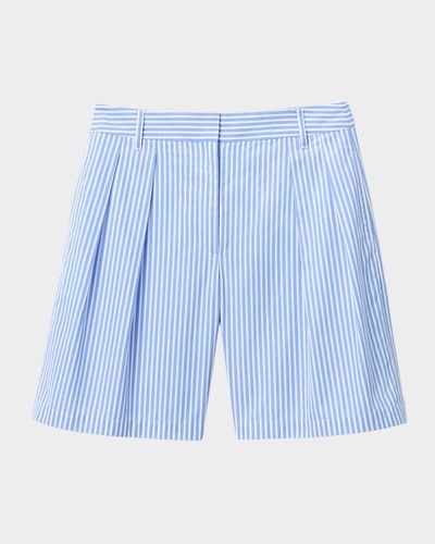 Lafayette 148 New York Park Pleated Striped Cotton Shorts