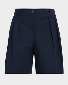 Lafayette 148 New York Park Wide-Leg Techno Stretch Twill Shorts