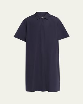 Lafayette 148 New York Pleated Cotton Shift Shirtdress
