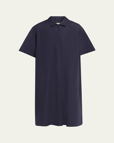 Lafayette 148 New York Pleated Cotton Shift Shirtdress