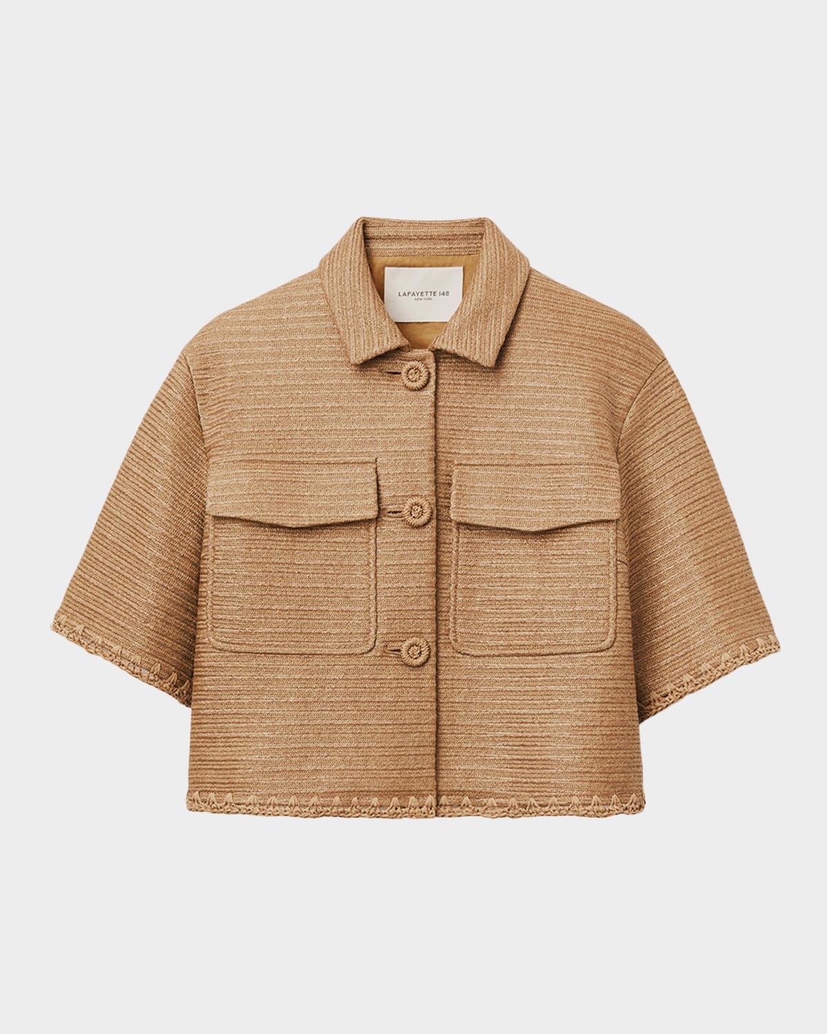 Lafayette 148 New York Raffia-Effect Boxy Cropped Jacket