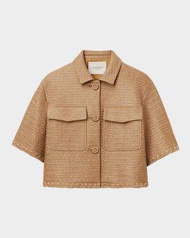 Lafayette 148 New York Raffia-Effect Boxy Cropped Jacket