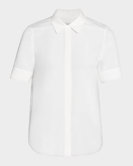 Lafayette 148 New York Scottie Button-Down Cotton Blouse