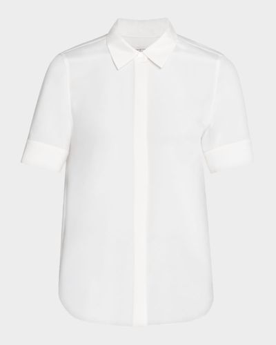 Lafayette 148 New York Scottie Button-Down Cotton Blouse