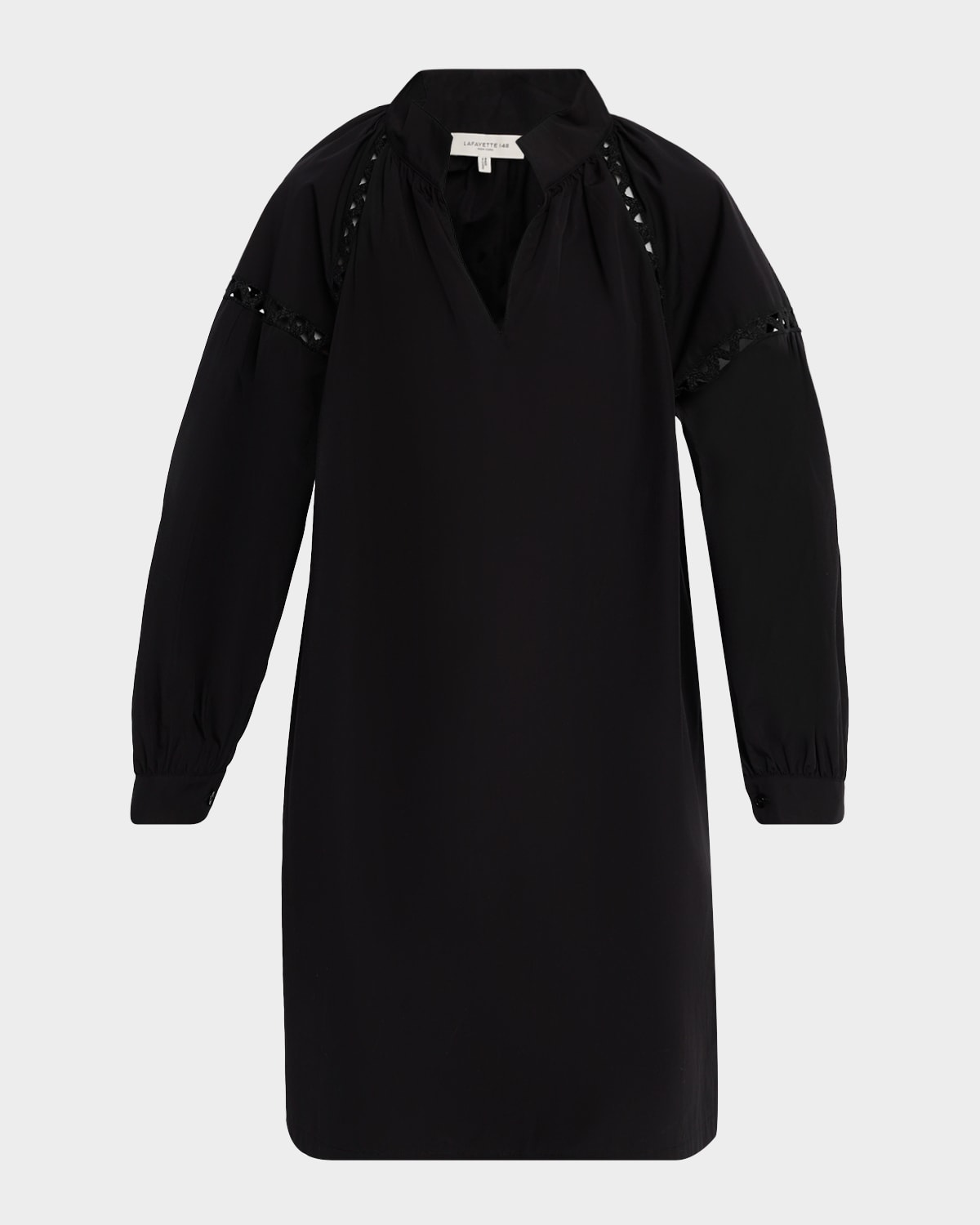 Lafayette 148 New York Soutache-Inset Cotton Poplin Dress
