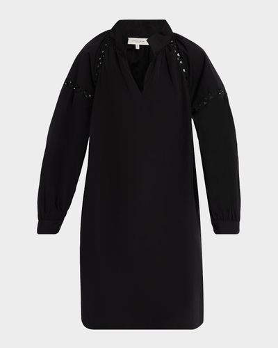 Lafayette 148 New York Soutache-Inset Cotton Poplin Dress