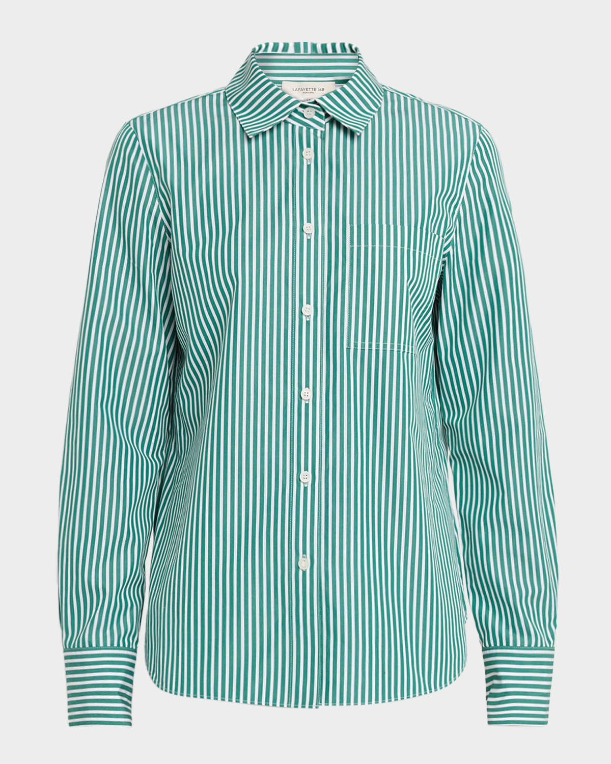 Lafayette 148 New York Striped Button-Front Cotton Shirt