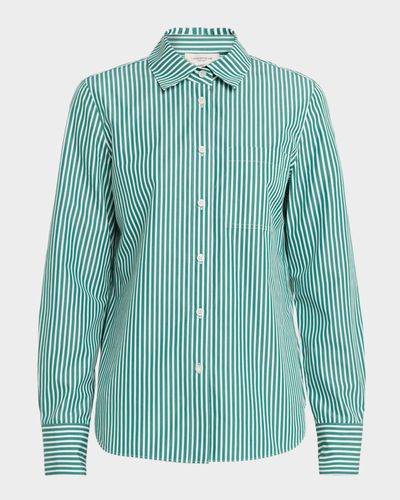 Lafayette 148 New York Striped Button-Front Cotton Shirt