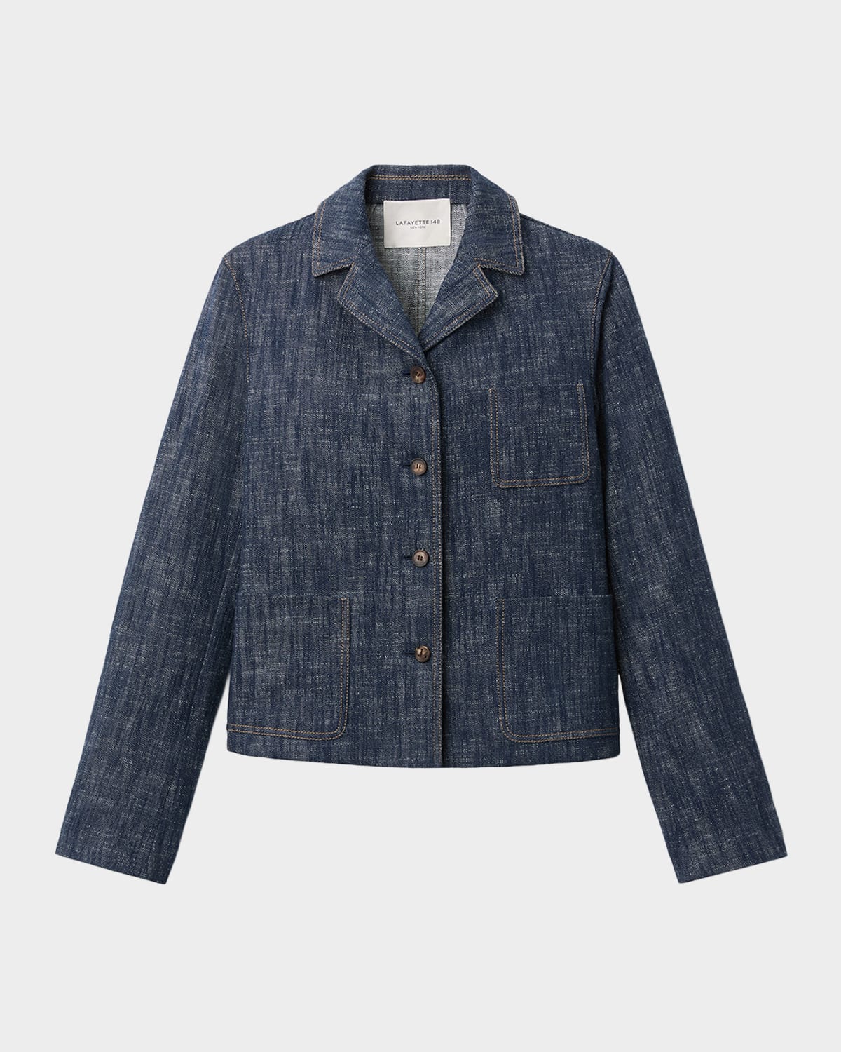 Lafayette 148 New York Three-Pocket Cotton Denim Jacket