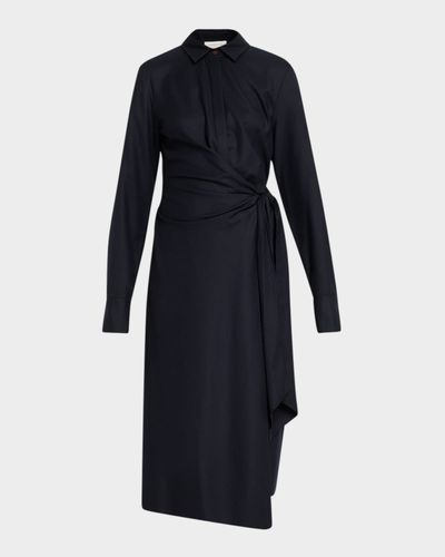Lafayette 148 New York Wool Wrap Midi Shirtdress
