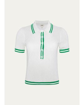 L'AGENCE Calvin Striped-Trim Polo Shirt
