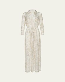 L'Agence Cameron Paisley Silk Long Shirtdress