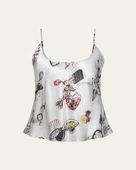 L'Agence Charmy Butterfly-Print Satin Cami