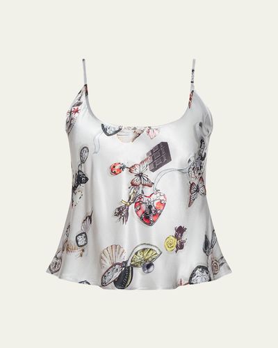 L'Agence Charmy Butterfly-Print Satin Cami