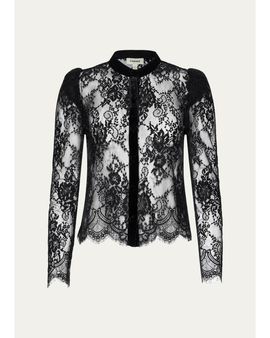 L'AGENCE Dorothea Velvet Lace Blouse