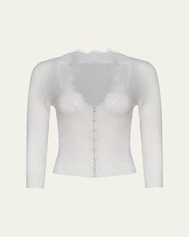 L'Agence Eluna Lace-Trim Cardigan