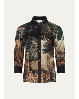 L'AGENCE Eulalie Placement Print Blouse