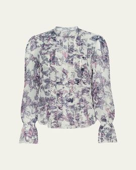 L'Agence Eunice Ruffle-Sleeve Blouse