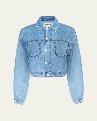 L'Agence Gaines Balloon-Sleeve Denim Jacket