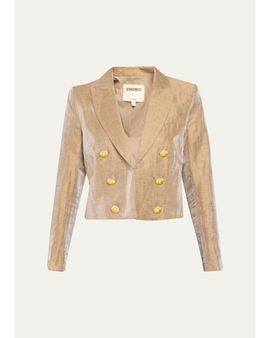 L'AGENCE Inez Cropped Metallic Blazer
