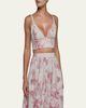 L'Agence Kaori Etoile-Print Linen Bralette Top - 4