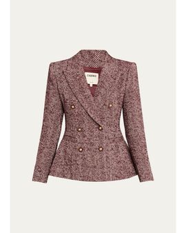 L'AGENCE Karima Herringbone Cinched Blazer