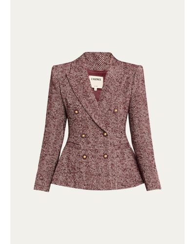 L'AGENCE Karima Herringbone Cinched Blazer