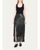 L'AGENCE Karoline Faux-Leather Fringe Maxi Skirt - 2