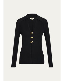 L'AGENCE Kaye Rib-Knit Cardigan Top