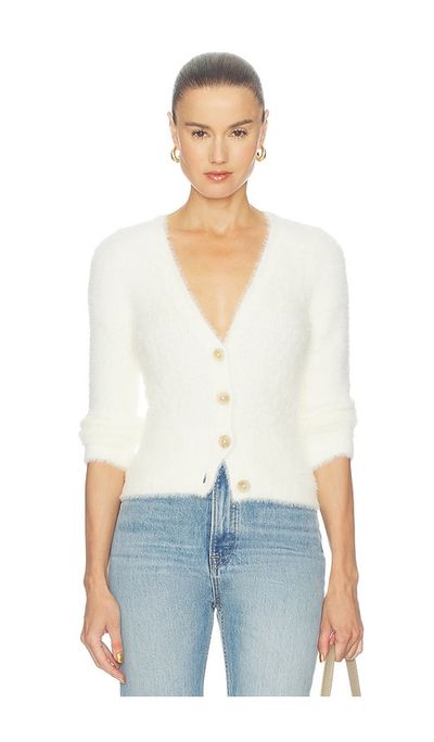 L'AGENCE L'AGENCE Agathe Fuzzy Collared Cardigan