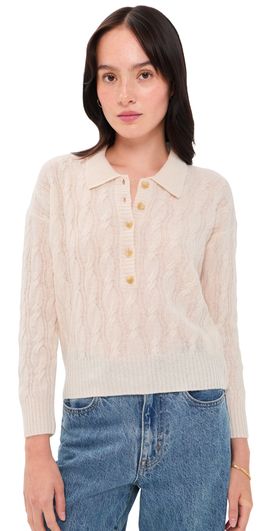 L'AGENCE L'AGENCE Airy Cabled Knit Sweater Ivory