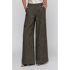 L'AGENCE L'AGENCE Allanah Mid Rise Wide Leg Herringbone Trousers