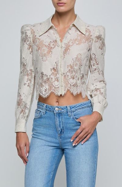 L'AGENCE L'AGENCE Anita Lace Crop Button-Up Shirt