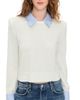 L'AGENCE L'AGENCE April Poplin Collar Pullover White/Blue Stripe - 1