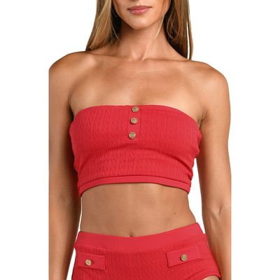 L'AGENCE L'AGENCE Cable Knit Midkini Bikini Top