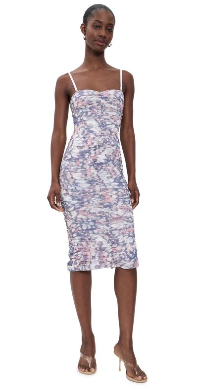 L'AGENCE L'AGENCE Caprice Strapless Midi Dress Multi Butterfly Wing