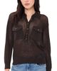 L'AGENCE L'AGENCE Carine Pointelle Collared Sweater Coffee Bean - 1