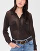 L'AGENCE L'AGENCE Carine Pointelle Collared Sweater Coffee Bean - 2