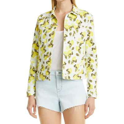 L'AGENCE L'AGENCE Celine Lemon Print Stretch Cotton Trucker Jacket