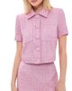 L'AGENCE L'AGENCE Chita Cropped Short Sleeve Jacket Peony/Silver Metallic Tweed - 1